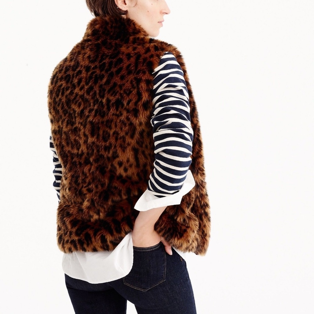 BRAND NEW J CREW Faux fur leopard print vest. - Picture 2 of 8